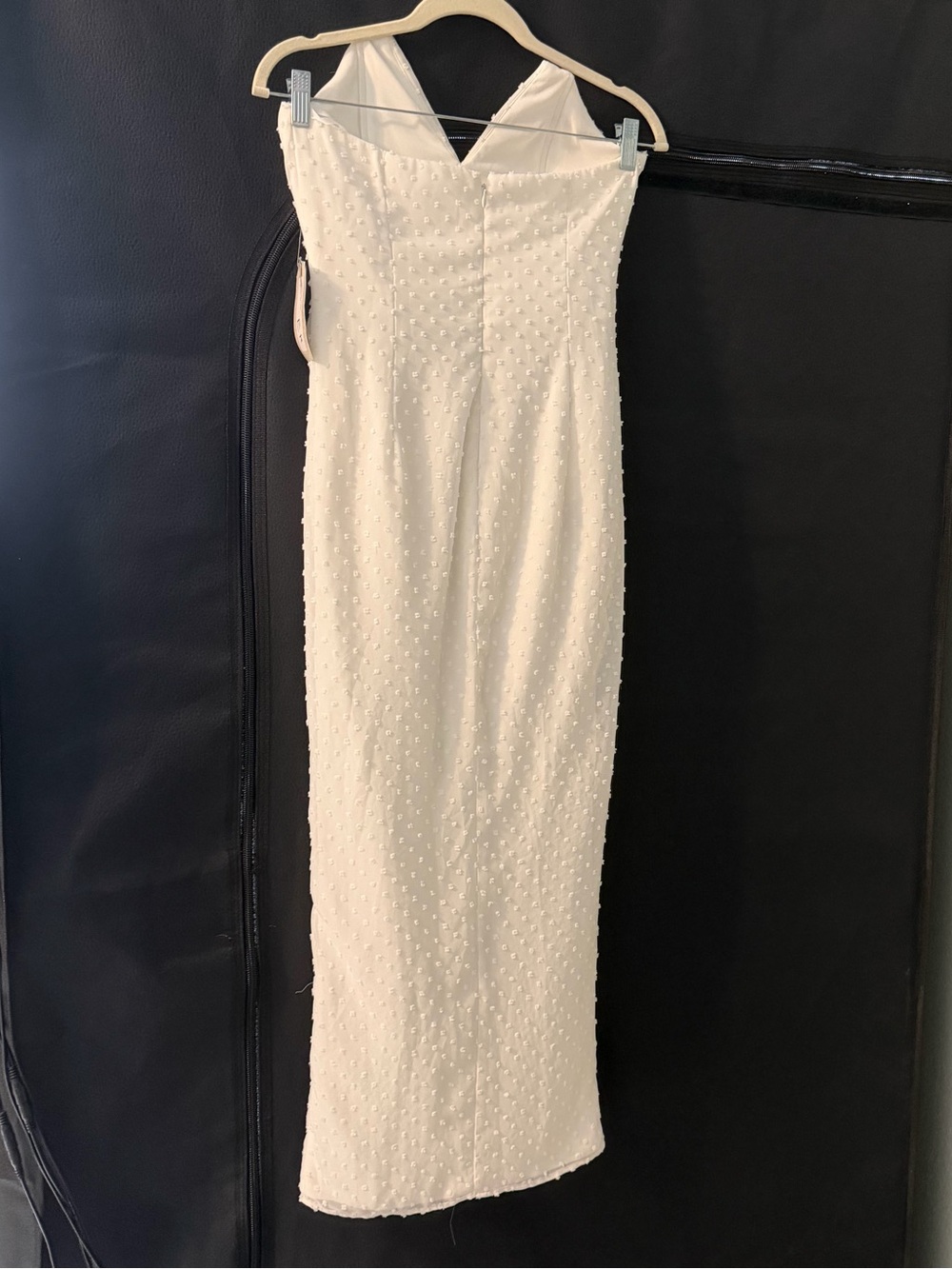 NWT Katie May Come On Home Swiss Dot Twisted Strapless Midi Dress White S Bridal - Picture 7 of 9